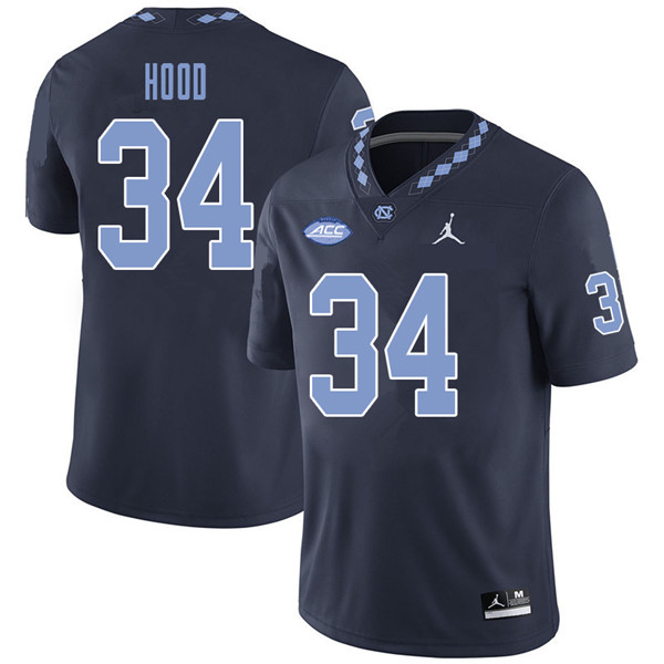 Jordan Brand Men #34 Elijah Hood North Carolina Tar Heels College Football Jerseys Sale-Navy